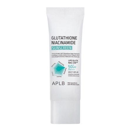APLB - Glutathione Niacinamide Sunscreen SPF50+ PA++++ - Izgaismojošs Sejas Krēms ar Aizsargfiltru - 40ml