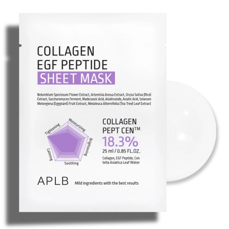 APLB - Collagen EGF Peptide Sheet Mask - Mitrinoša un Nostiprinoša Auduma Maska Sejai - 1gab./25ml