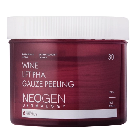 Neogen - Wine Lift PHA Gauze Peeling - Pretnovecošanās Plāksnītes ar Skābēm un Vīnogām - 30 gab/190ml