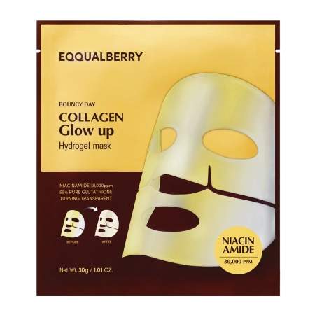 EQQUALBERRY - Collagen Glow Up Hydrogel Mask - Izgaismojoša Kolagēna Sejas Maska - 30g