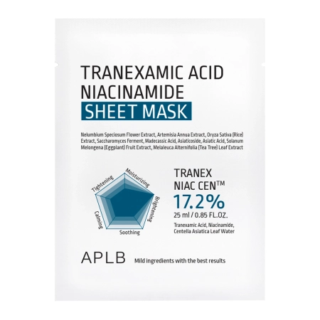 APLB - Tranexamic Acid Niacinamide Sheet Mask - Izgaismojoša un Mitrinoša Auduma Maska Sejai - 1gab/25ml