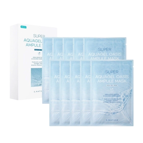 S.Nature - Super Aquagel Oasis Ampoule Mask Set - Mitrinošu Auduma Sejas Masku Komplekts - 10x30ml