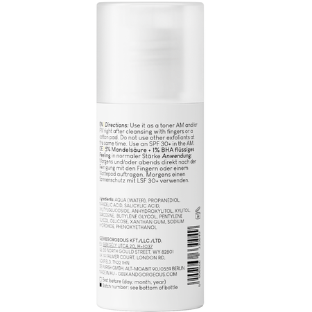 Geek & Gorgeous - Cheer Up - Vidējs Eksfoliants Kombinētai un Ādai ar Akne ar 6% Mandeļskābēm un BHA - 30ml