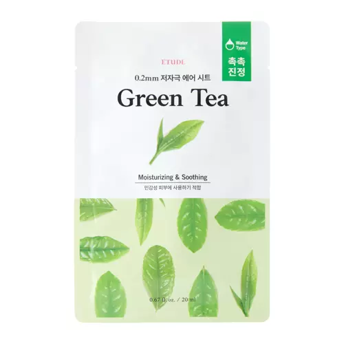 Etude House - 0.2mm Therapy Air Mask - Green Tea - Attīroša un Izlīdzinoša Auduma Maska ar Zaļās Tējas Ekstraktu - 20ml