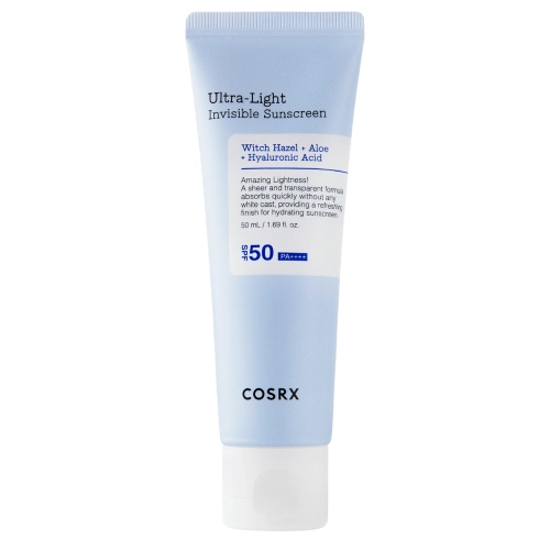 COSRX - Ultra - Light Invisible Sunscreen SPF50+/PA++++ - Viegls Mitrinošs Krēms ar Saules Aizsargfiltru - 50ml