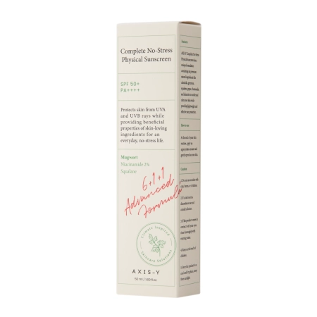 Axis-y - Complete No-Stress Physical Sunscreen SPF50+/PA++++ - Krēms ar Fiziskiem Aizsargfiltriem - 50ml