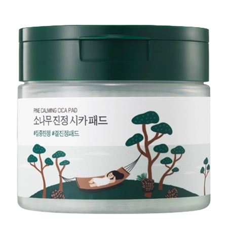 Round Lab - Pine Calming Cica Pad - Išlyginamieji ir raminamieji veido įklotai - 50vnt.