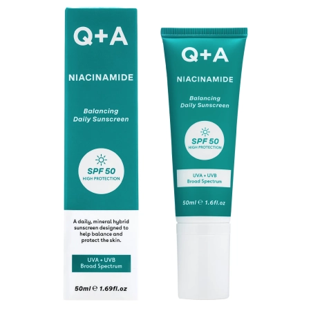 Q+A - Niacinamide SPF50 Balancing Facial Sunscreen - Balansējošs Saules Aizsargkrēms ar Niacīnamīdu un SPF50 - 50ml