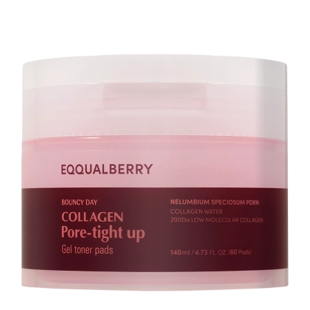 EQQUALBERRY - Collagen Pore Tight Up Gel Toner Pad - Poras Savelkoši Sejas Spilventiņi - 60gab/140ml