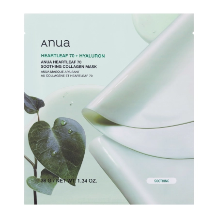 Anua - Heartleaf 70 Soothing Collagen Mask - Nomierinoša Auduma Maska ar Kolagēnu - 38g