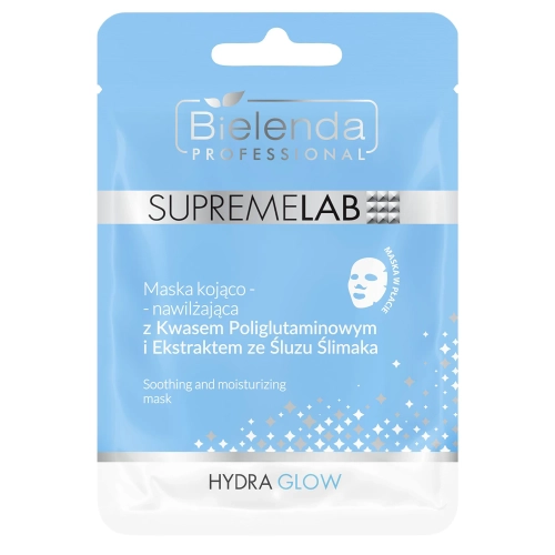 Bielenda Professional - Supremelab - Hydra Glow - Nomierinoša un Mitrinoša Maska ar Poliglutamīnskābi un Gliemežu Gļotu Ekstraktu - 1gab