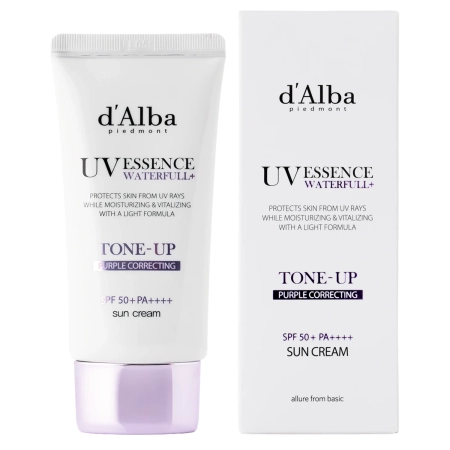 d'Alba - Waterfull Tone-Up Sun Cream SPF50+ PA++++ - Purple - Tonējošs Sejas Saules Aizsargkrēms - 50ml