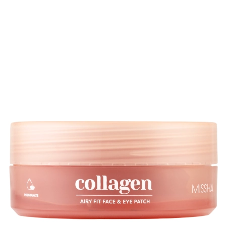 Missha - Airy Fit Collagen Lifting Face & Eye Patch - Nostiprinoši Hidrogēla Patči ar Kolagēnu - 60gab