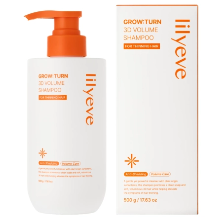 lilyeve - Grow Turn 3D Volume Shampoo - Stiprinošs Šampūns Matiem un Galvas ādai - 500g