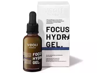 Veoli Botanica - Focus Hydration Gel - Dziļi Mitrinošs Gelveida Serums ar Trīskāršu Hialuronskābi un Fermentētu Melnās Tējas Ekstraktu Kombuchka - 30ml