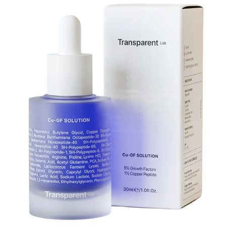 Transparent Lab - Cu-GF Solution – Pretnovecošanās Serums ar Vara Peptīdu 1% an Augšanas Faktoriem 5% - 30 ml