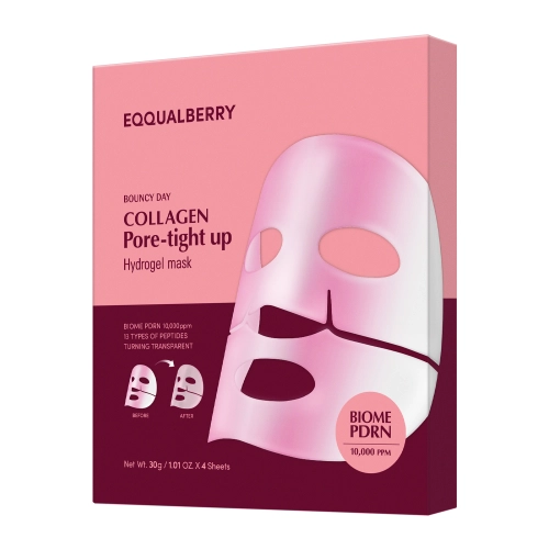 EQQUALBERRY - Collagen Pore Tight Up Hydrogel Mask - Kolagēna Sejas Masku Komplekts Poru Sašaurināšanai - 4x30g