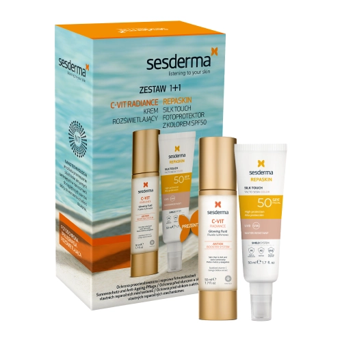 Sesderma - C-VIT Radiance + Repaskin Silk Touch Color SPF50 - Sejas Produktu Komplekts - 50ml+50ml