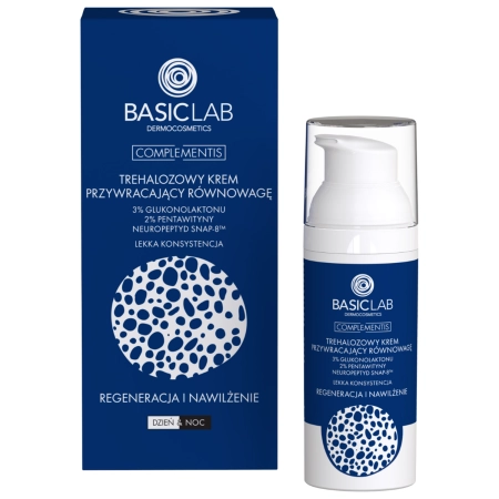 BasicLab - Reģenerācija un Mitrināšana - Līdzsvaru Atjaunojošs Trehalozes Krēms ar Vieglu Konsistenci - 50ml