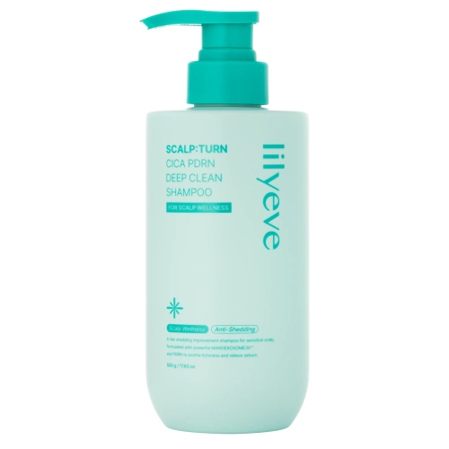 lilyeve - Scalp:Turn Cica PDRN Deep Clean Shampoo - Nomierinošs un Attīrošs Šampūns Matiem un Galvas Ādai - 500g