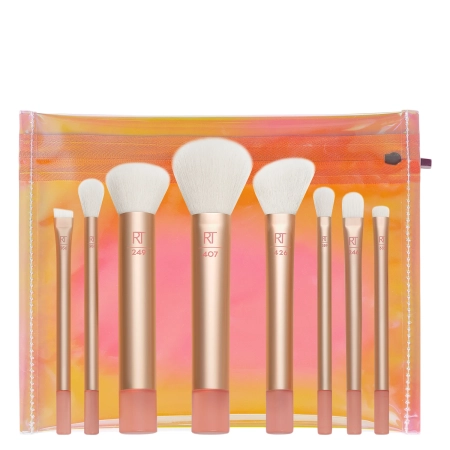 Real Techniques - The Wanderer Travel Brush Kit - Otu Ceļojumu Komplekts ar Kosmētikas Somiņu