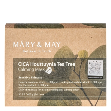 Mary&May - Cica Houttuynia Tea Tree Calming Mask - Nomierinošo Sejas Maska Komplekts - 30 gab
