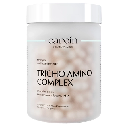 Carein - Tricho Amino Complex - Uztura Bagātinātājs - Plānu, Lūztošu Matu Stiprināšana - 120 kapsulas