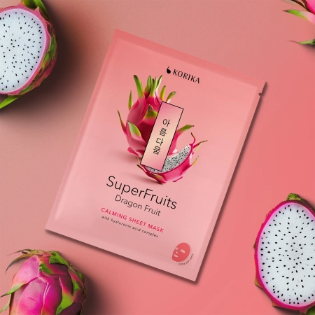 KORIKA - Superfruits Calming Sheet Mask Dragon Fruit - Nomierinoša Auduma Sejas Maska - 1gab/25g