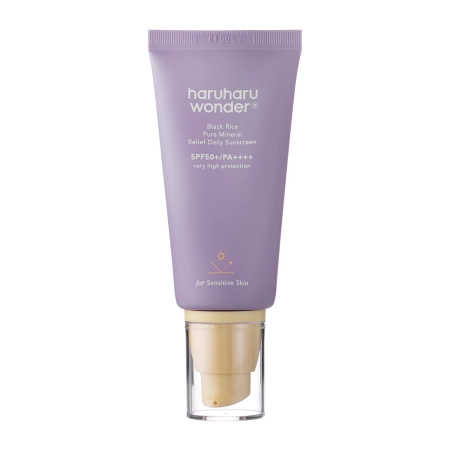 Haruharu Wonder - Black Rice Pure Mineral Relief Daily Sunscreen SPF50+/PA++++ - Mitrinošs Krēms Sejai ar Fizikāliem Filtriem - 50ml