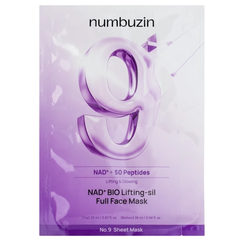 Numbuzin - No.9 NAD Bio Lifting Full Cover Facial Mask - Liftinga Sejas Maska ar Koenzīmu NAD - 26ml