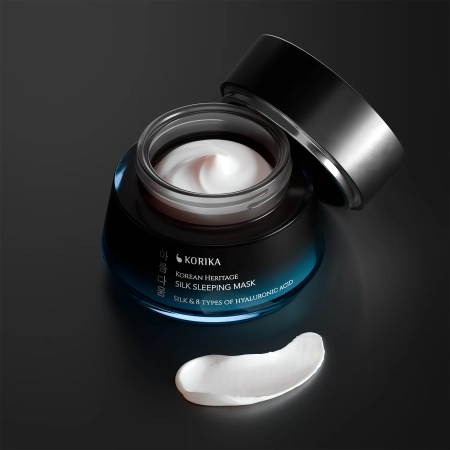 KORIKA - Korean Heritage Silk & 8 Types of Hyaluronic Acid Silk Sleeping Mask - Mitrinoša Nakts Sejas Maska - 50ml