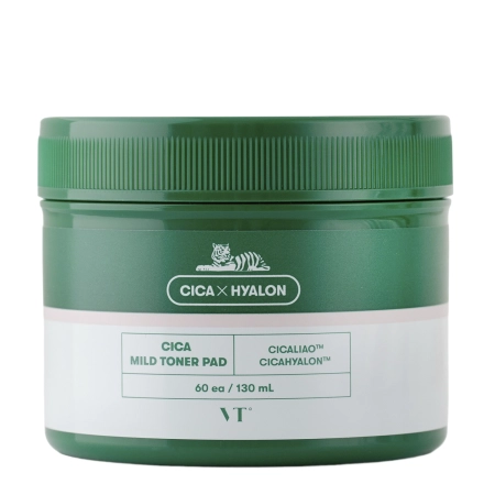 VT Cosmetics - CICA Mild Toner Pad - Pīlinga Sejas Spilventiņi ar Centellu un Salicilskābi - 60szt/130ml
