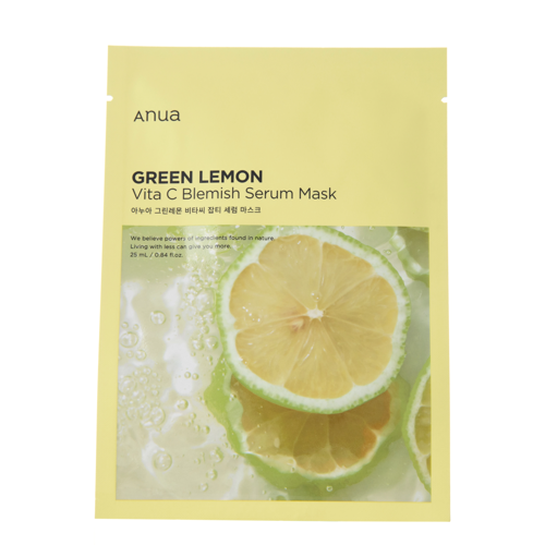 Anua - Green Lemon Vita C Blemish Serum Mask - Izgaismojoša Auduma Maska Sejai – 1gab/25ml