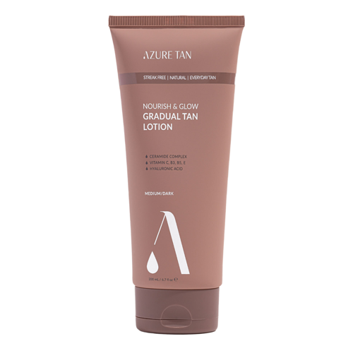 Azure Tan - Nourish & Glow Gradual Tan Lotion - Pakāpeniska Pašiedeguma Ķermeņa Balzams - Medium/Dark - 200ml