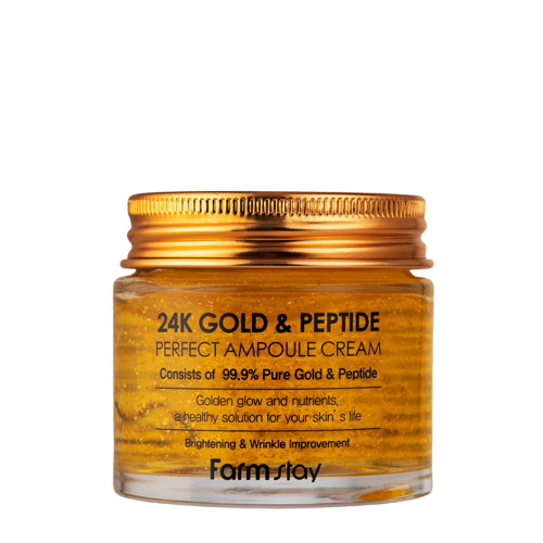 Farmstay - 24K Gold & Peptide Perfect Ampoule Cream - Krēmveida Ampula Sejai ar Peptīdiem - 80ml