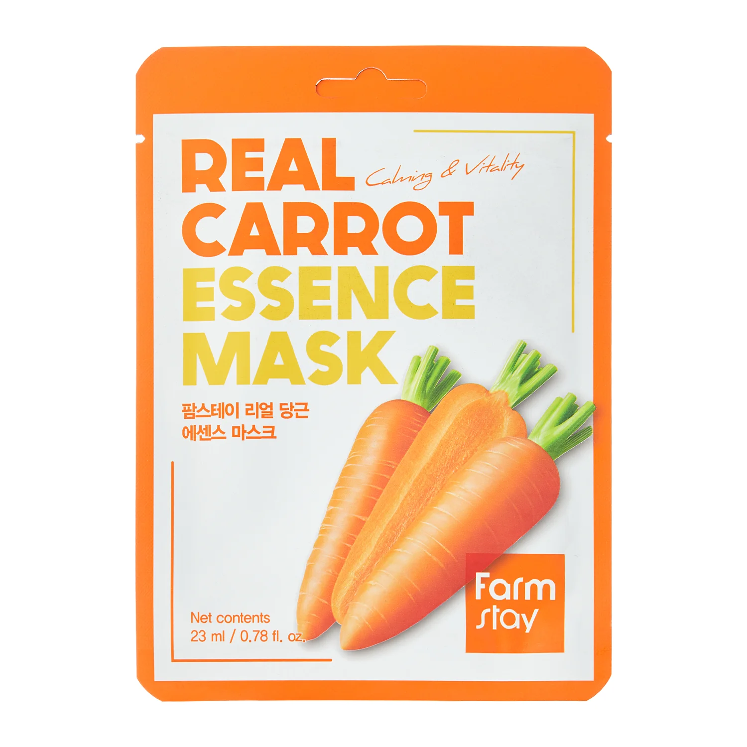 Farmstay - Real Carrot Essence Mask - Izgaismojoša Auduma Maska ar Burkānu - 23ml/1gab.