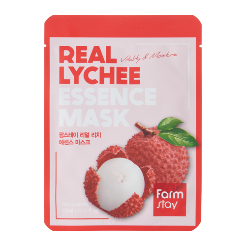 Farmstay - Real Lychee Essence Mask - Atjaunojoša Auduma Maska ar Līčija Augļu Ekstraktu - 23ml/1gab.