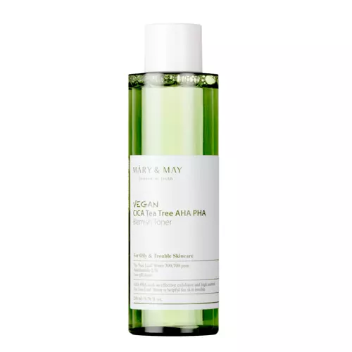 Mary&May - Vegan CICA Tea Tree AHA PHA Toner - Vegānisks toniks ar skābēm - 200ml