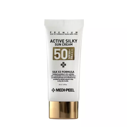 Medi-Peel - Active Silky Sun Cream SPF50+ PA+++ - Pretgrumbu Sejas Krēms ar Aizsargfiltriem un Peptīdiem - 50ml