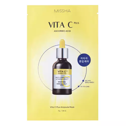 Missha - Vita C Plus Spot Correcting & Firming Ampoule Sheet Mask - Izgaismojoša Auduma Maska ar C Vitamīnu - 27g