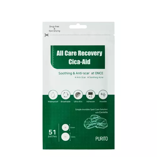 Purito - All Care Recovery Cica - Aid - Cica plāksteris pret ādas nepilnībām - 51 gab.
