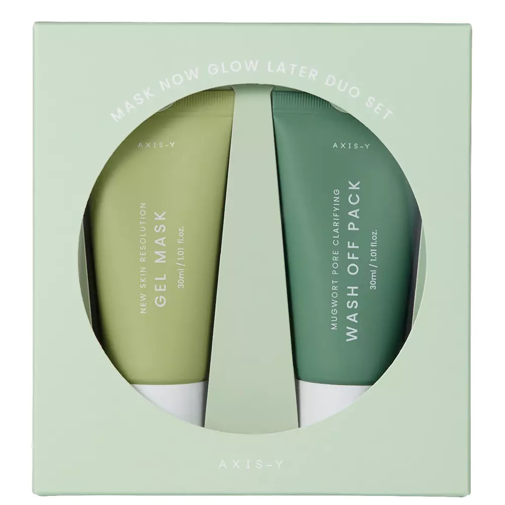 Axis-y - Mask Now Glow Later Duo Set - Attīroša Maska Sejai 30ml + Atvēsinoša Maska Sejai 30ml