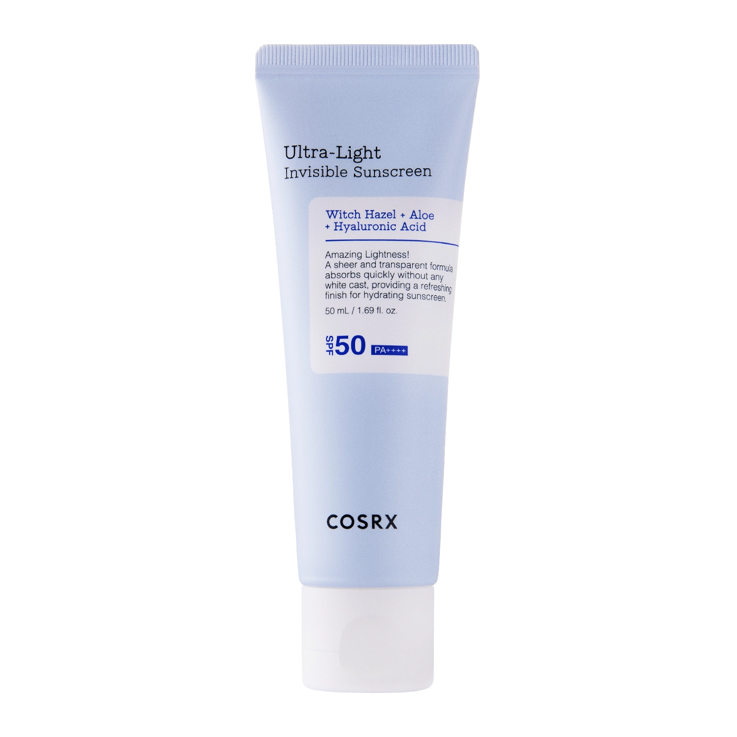 COSRX - Ultra - Light Invisible Sunscreen SPF50+/PA++++ - Viegls Mitrinošs Krēms ar Saules Aizsargfiltru - 50ml