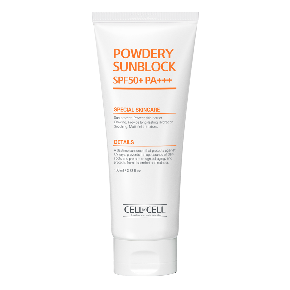 Cell by Cell - Powdery Sun Block Cream SPF50+ PA+++ - Saules Aizsargkrēms ar Pūdera Efektu - 100ml