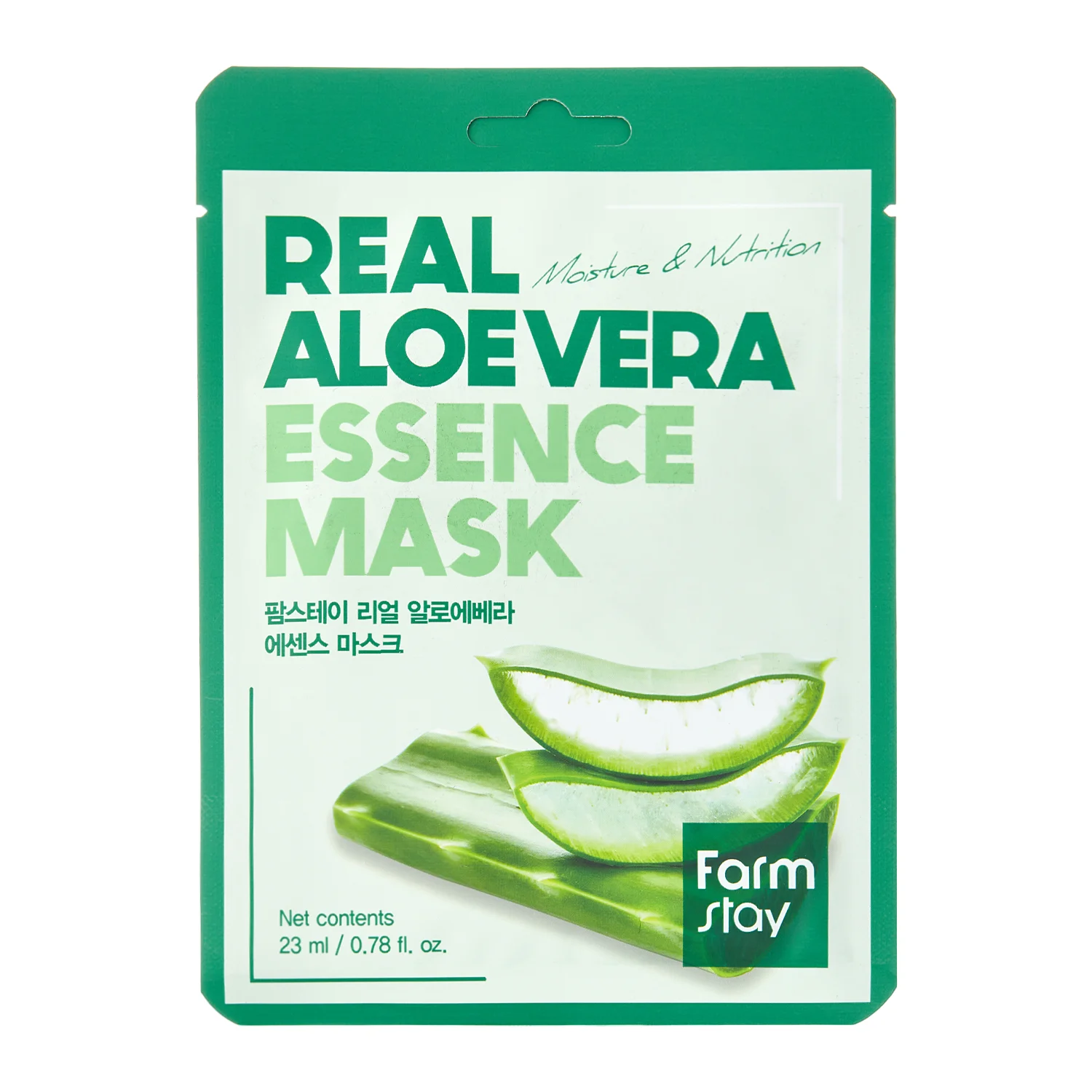 Farmstay - Real Aloe Vera Essence Mask - Atjaunojoša Auduma Maska ar Alveju - 23ml/1gab.