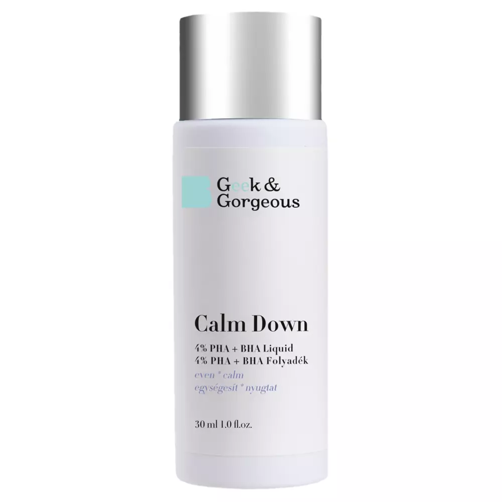 Geek & Gorgeous - Calm Down - Maigs Pīlings Jutīgai Ādai ar PHA un BHA Skābēm - 30ml