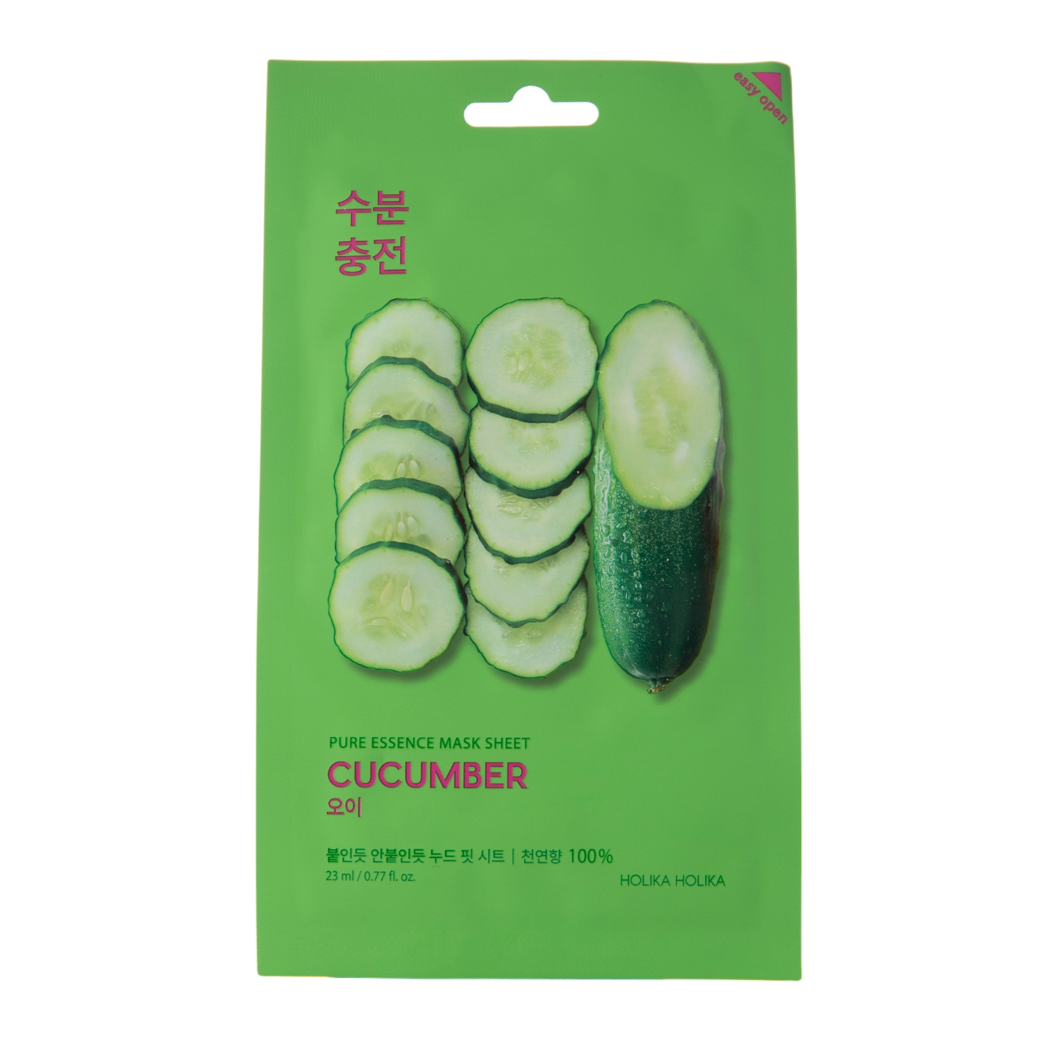 Holika Holika - Pure Essence Mask Sheet - Cucumber - Mitrinoša auduma maska ar gurķu ekstraktu - 23ml