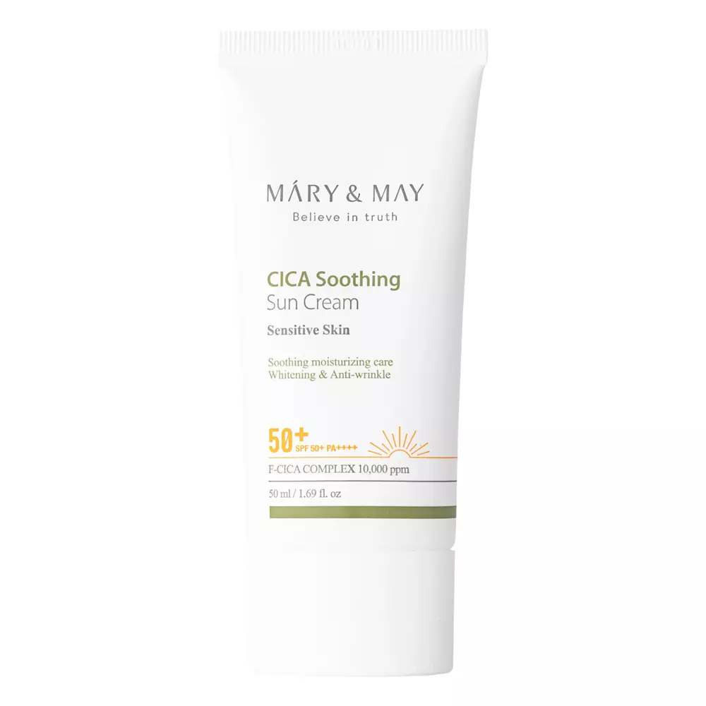 Mary&May - Cica Soothing Sun Cream SPF50+/PA++++ - Nomierinošs un mitrinošs krēms ar saules aizsargfiltru - 50ml