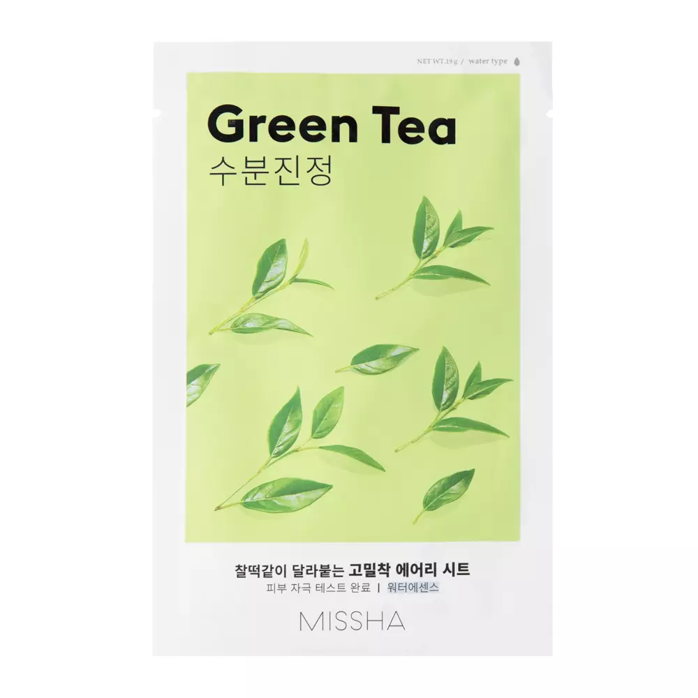 Missha - Airy Fit Sheet Mask - Green Tea - Mitrinoša auduma maska - 19g