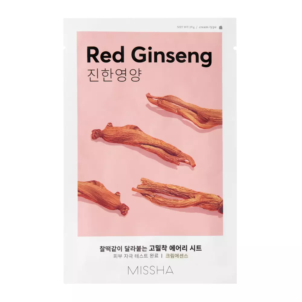 Missha - Airy Fit Sheet Mask - Red Ginseng - Barojoša auduma maska - 19g